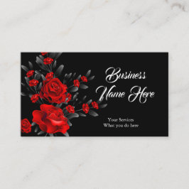 Elegante Atemberaubende Rote Rose Schwarze Blätter Visitenkarte
