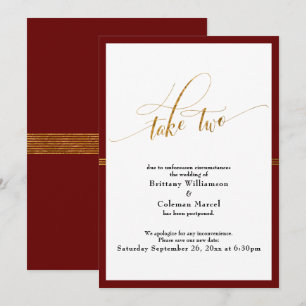 Elegante, aufgeschobene Hochzeitkarte mit Rotem un Einladung