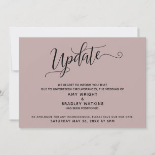 Elegante aufgeschobene Hochzeitserklärung Dusty Ro Einladung