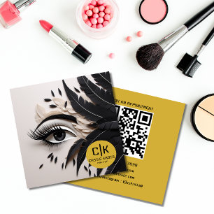 Elegante Augen Wimpern Schwarz Gold Make-up MUA Quadratische Visitenkarte