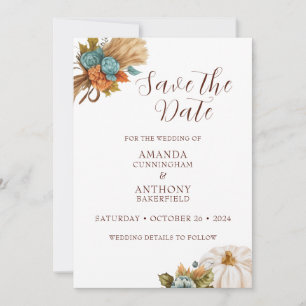 Elegante Autumn Pumpkin Hochzeit im Herbst Save th The Date