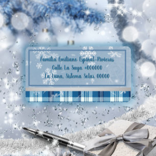 Elegante Azul Etiqueta de Dirección Navideña Adressaufkleber