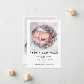 Elegante Baby Birth Announcement Card Ankündigung