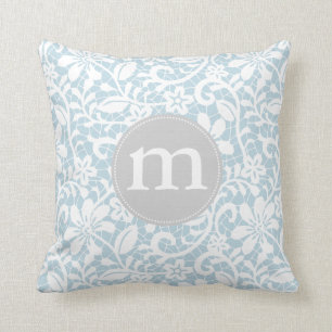 Elegante Baby-Blau-Retro Spitze-personalisiertes Kissen