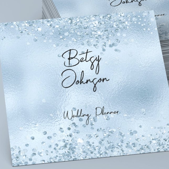 Elegante Baby Blue Glitzer and Foil Business Card (Von Creator hochgeladen)