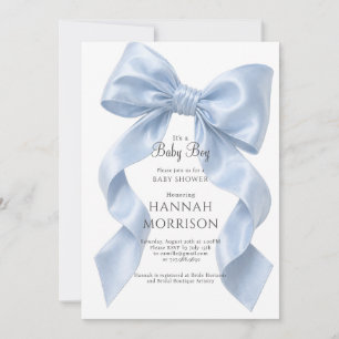 Elegante Baby Boy Blaue Schleife Baby Shower Einladung