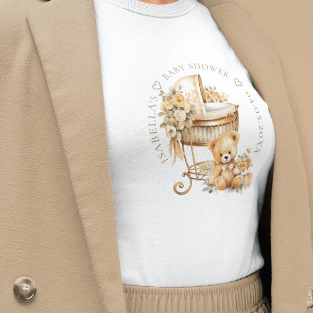 Elegante Baby-Dusche für Beige & Gold T-Shirt (Von Creator hochgeladen)