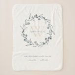 Elegante Baby Laurel Wreath Monogram Baby Statats Sherpadecke<br><div class="desc">Wenn Sie weitere Anpassungen benötigen, schreiben Sie mir bitte an yellowfebstudio@gmail.com.</div>