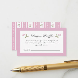 Elegante Baby-Mädchen-Blumen-Windel-Raffle-Karte Begleitkarte