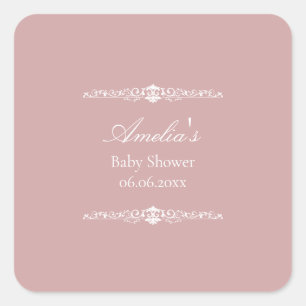 Elegante Baby-Party im Regency-Stil in Rosa  Quadratischer Aufkleber