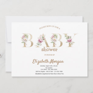 Elegante Baby-Party mit Blumenmotiv Einladung