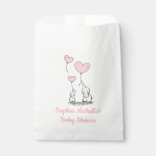 Elegante Baby-Rosa-Herz-Ballone u. Elefanten Geschenktütchen