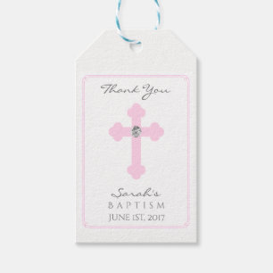 Elegante Baby-Rosa-Kreuz-Taufe/Taufmädchen Geschenkanhänger