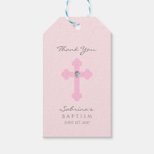 Elegante Baby-Rosa-Kreuz-Taufe/Taufmädchen Geschenkanhänger