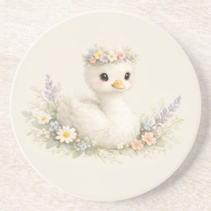 Elegante Baby-Schwan-Wildblumen-Aquarell-Papeterie Getränkeuntersetzer