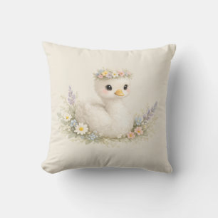 Elegante Baby-Schwan-Wildblumen-Wasserfarben-Papet Kissen