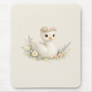 Elegante Baby-Schwan-Wildblumen-Wasserfarben-Papet Mousepad