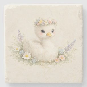 Elegante Baby-Schwan-Wildblumen-Wasserfarben-Papet Steinuntersetzer