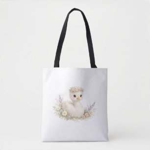 Elegante Baby-Schwan-Wildblumen-Wasserfarben-Papet Tasche