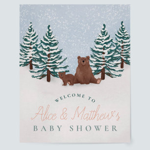 Élégante Baby shower d'ours d'hiver Affiche de bie