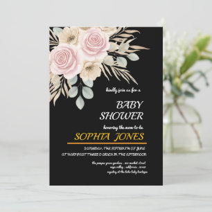 Elegante Baby-Shower-Einladung mit Blumenmotiv für Einladung