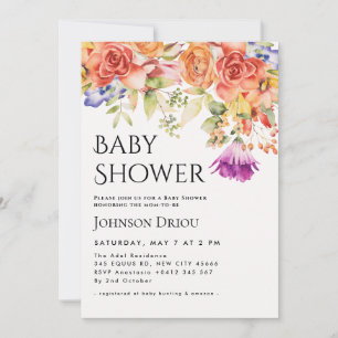 Elegante Baby-Shower-Einladung mit Blumenmuster Einladung