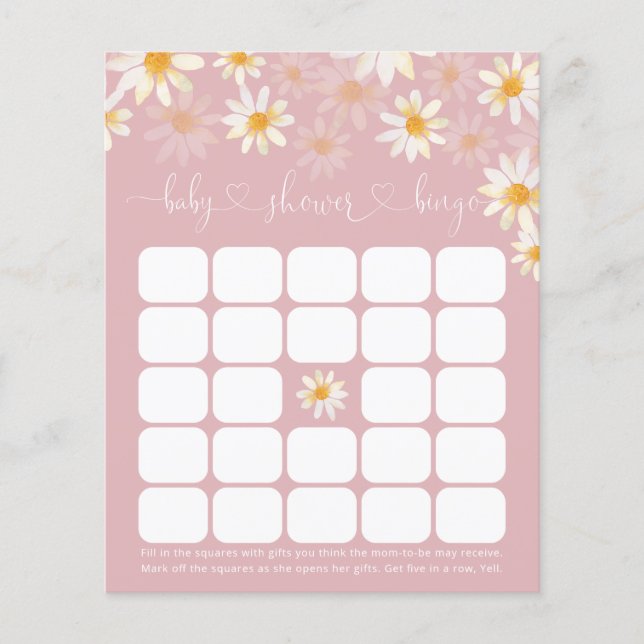Elegante Baby Shower Floral Baby Bingo Game Card (Vorderseite)
