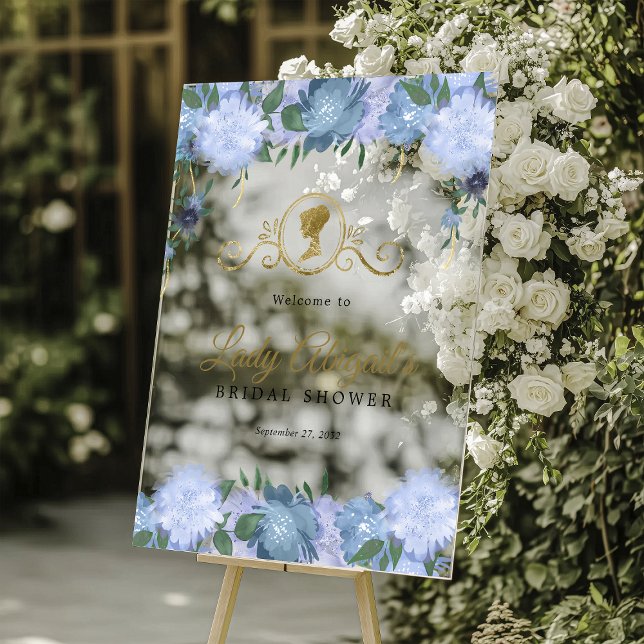 Elégante Baby Shower Floral Bleu Poussiéreux Victo (Créateur téléchargé)