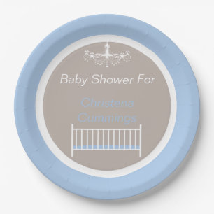 Elegante Baby-Shower-Kronleuchter Blau Pappteller