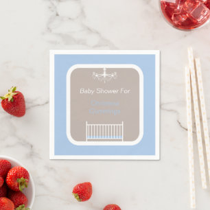Elegante Baby-Shower mit Kronleuchter in Blau Serviette