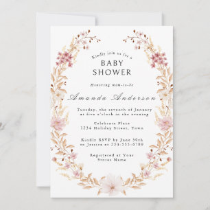 Elegante Baby Shower mit Wildblumen Einladung