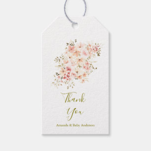 Elegante Baby Shower mit Wildblumen Geschenkanhänger