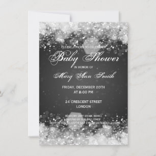 Elegante Baby Shower Night Sparkle Black Einladung