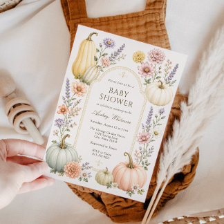 Elegante Baby Shower zum Herbstanfang | Wildblumen Einladung