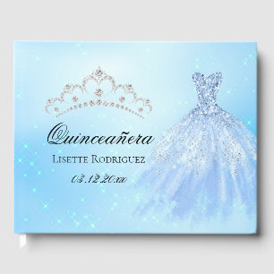 Elegante Babyblaue Quinceanera Gästebuch