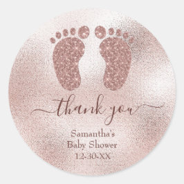 Elegante Babydusche Blush Pink Baby Feet Vielen Da Runder Aufkleber