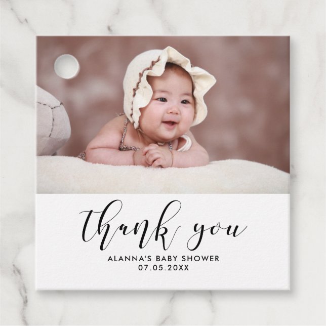 Elegante Babydusche danke Geschenkanhänger (Vorderseite)