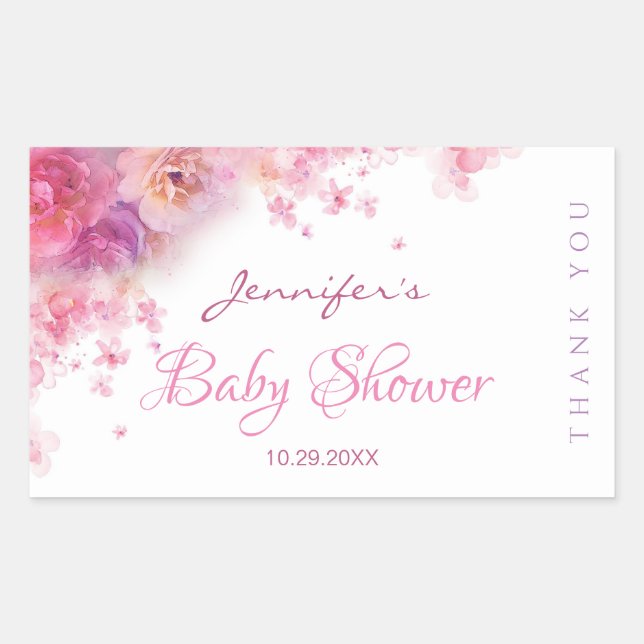 Elegante Babydusche Handgeschriebenes Skript Wasse Rechteckiger Aufkleber (Vorderseite)