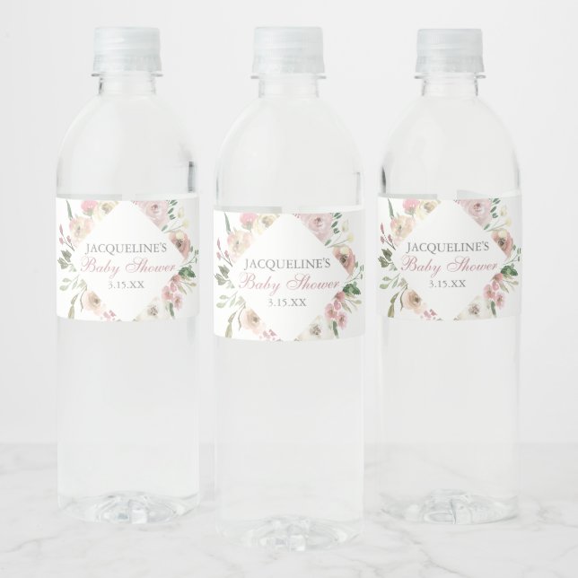 Elegante Babydusche Rosa Blütenfarbe (Flaschen)