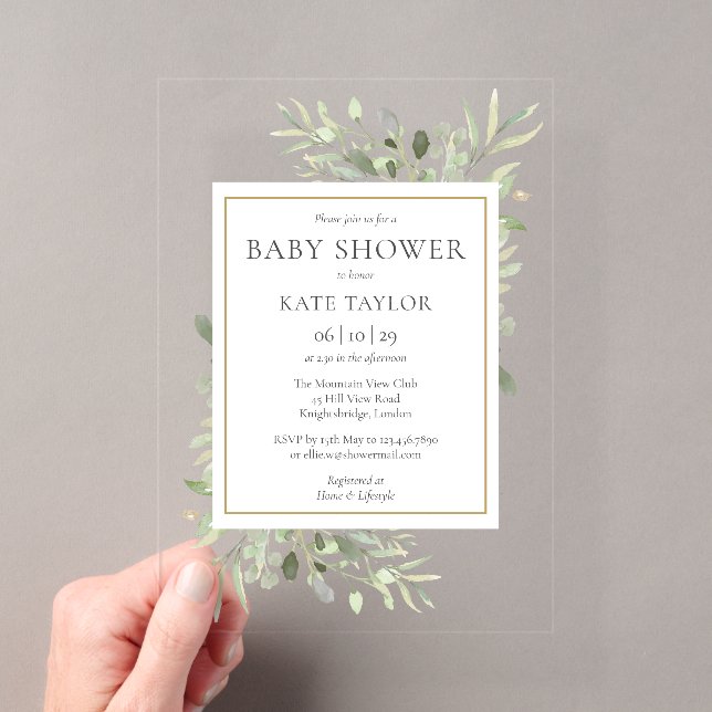 Elegante Babydusche Sprinkle Wasserfarbenwelt Acryleinladungen (Insitu (Handheld))