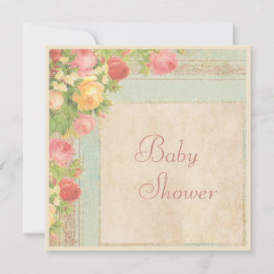 Elegante Babydusche Vintage Rose Einladung