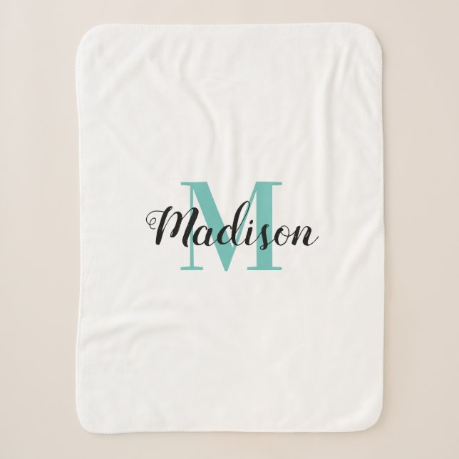 Elegante Babyname-Monogramm-Sherpa-Decken Sherpadecke (Vorderseite)