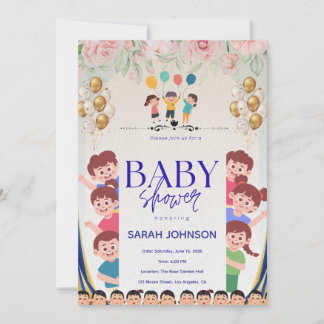 Elegante Babyparty-Einladung | Florales Design Einladung