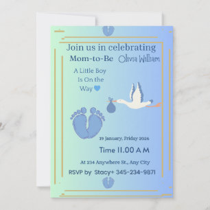 Elegante Babyparty-Einladung für Jungen Sanftes Einladung
