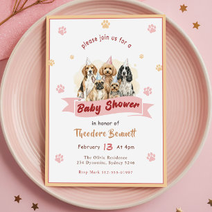 Elegante Babyparty für Hunde-Liebhaber Einladung