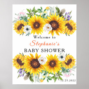 Elegante Babyparty-gelbe Sonnenblume-Blume Poster