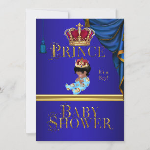 Elegante Babyparty Junge Blau Kleiner Prinz Krone  Einladung