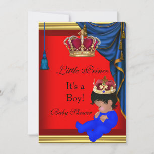 Elegante Babyparty Junge Blau Roter Kleiner Prinz  Einladung