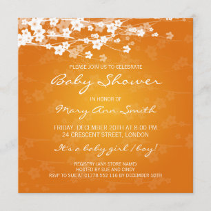 Elegante Babyparty-Kirschblüten-Orange Einladung