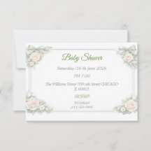 Elegante Babyparty-RSVP-Karte in Salbeigrün
